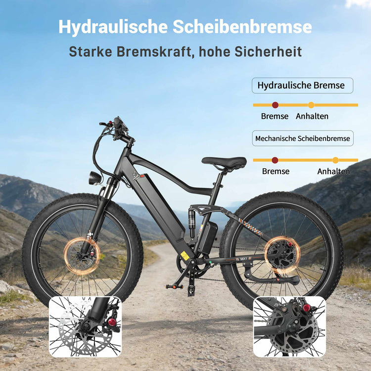 Rooder MX1 26 Electric Mountain Bike 48V 250W 25KMH CE GERMANY - disc brkaes