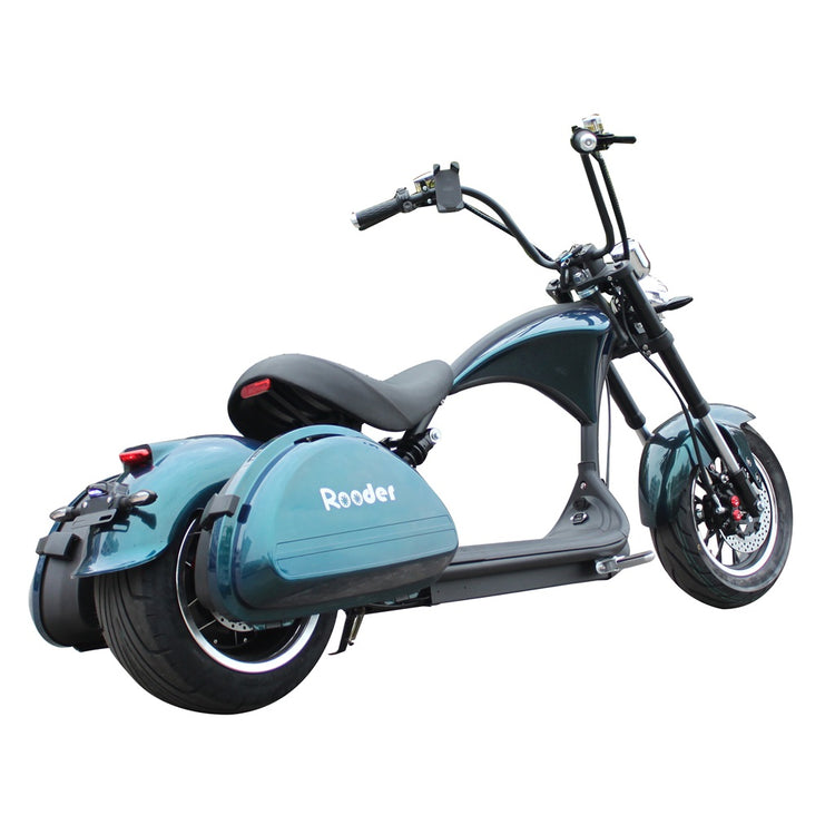 city roller elektro scooter Rooder m1p with saddle cases turquoise gre – Rooder EU