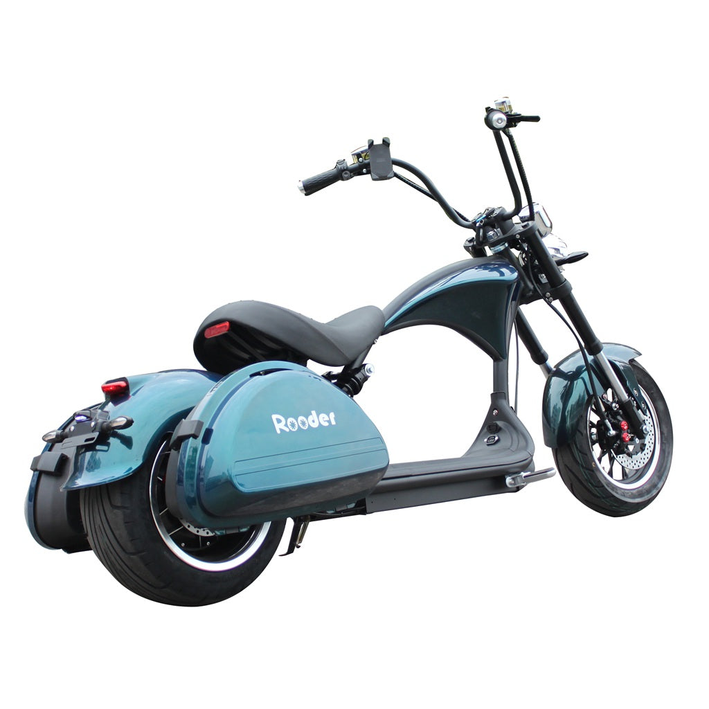 city roller elektro scooter Rooder m1p with saddle cases turquoise green