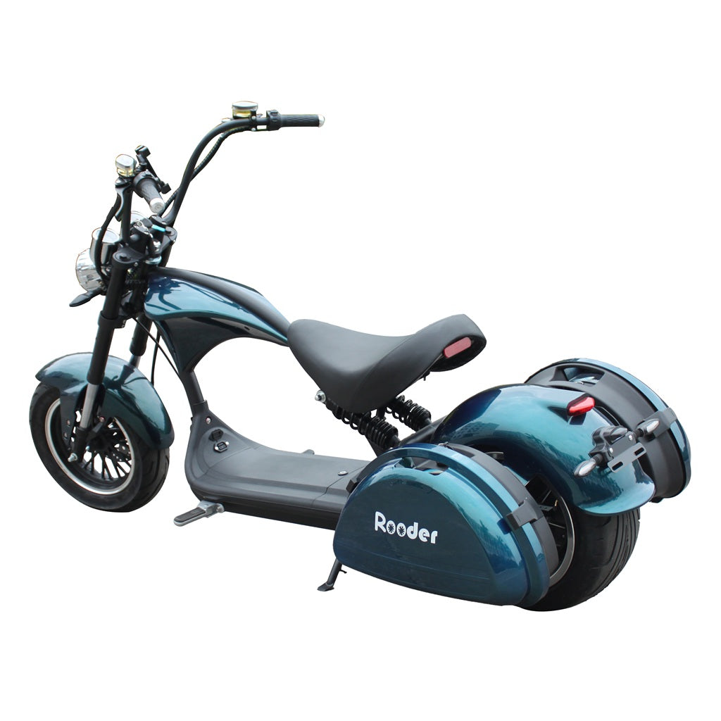 city roller elektro scooter Rooder m1p with saddle cases turquoise green