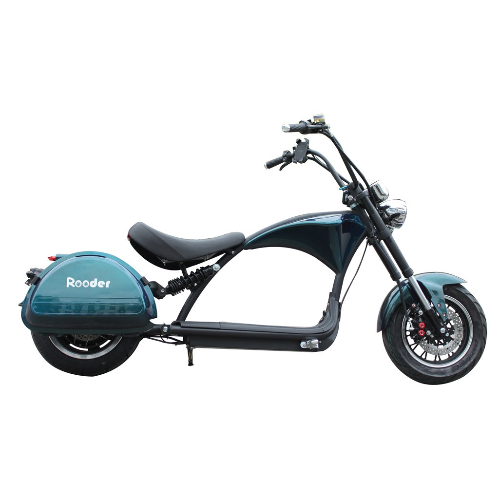 city roller elektro scooter Rooder m1p with saddle cases turquoise green